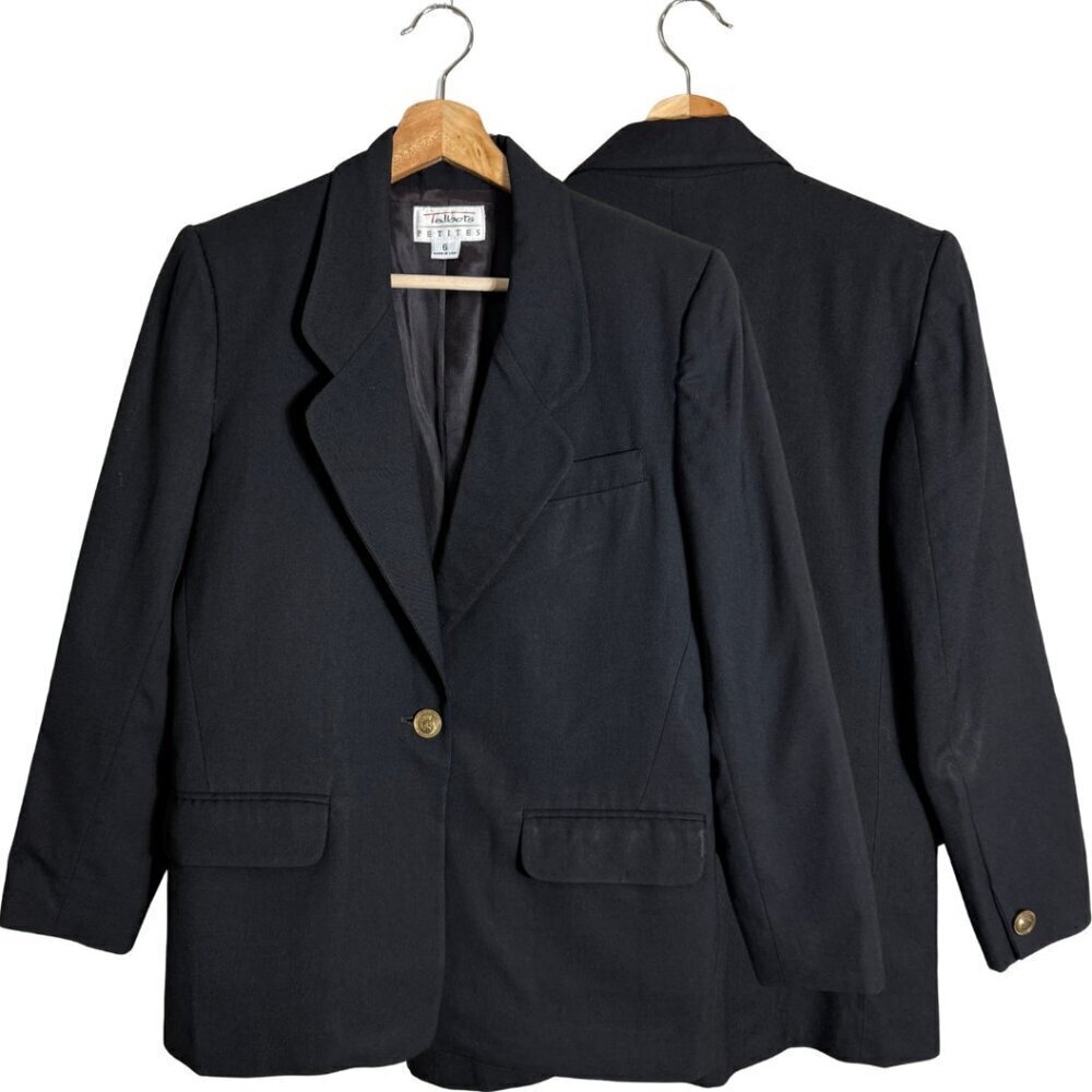 Vintage Talbots Blazer Jacket Women's 6 Black Career Formal Interview Corporate